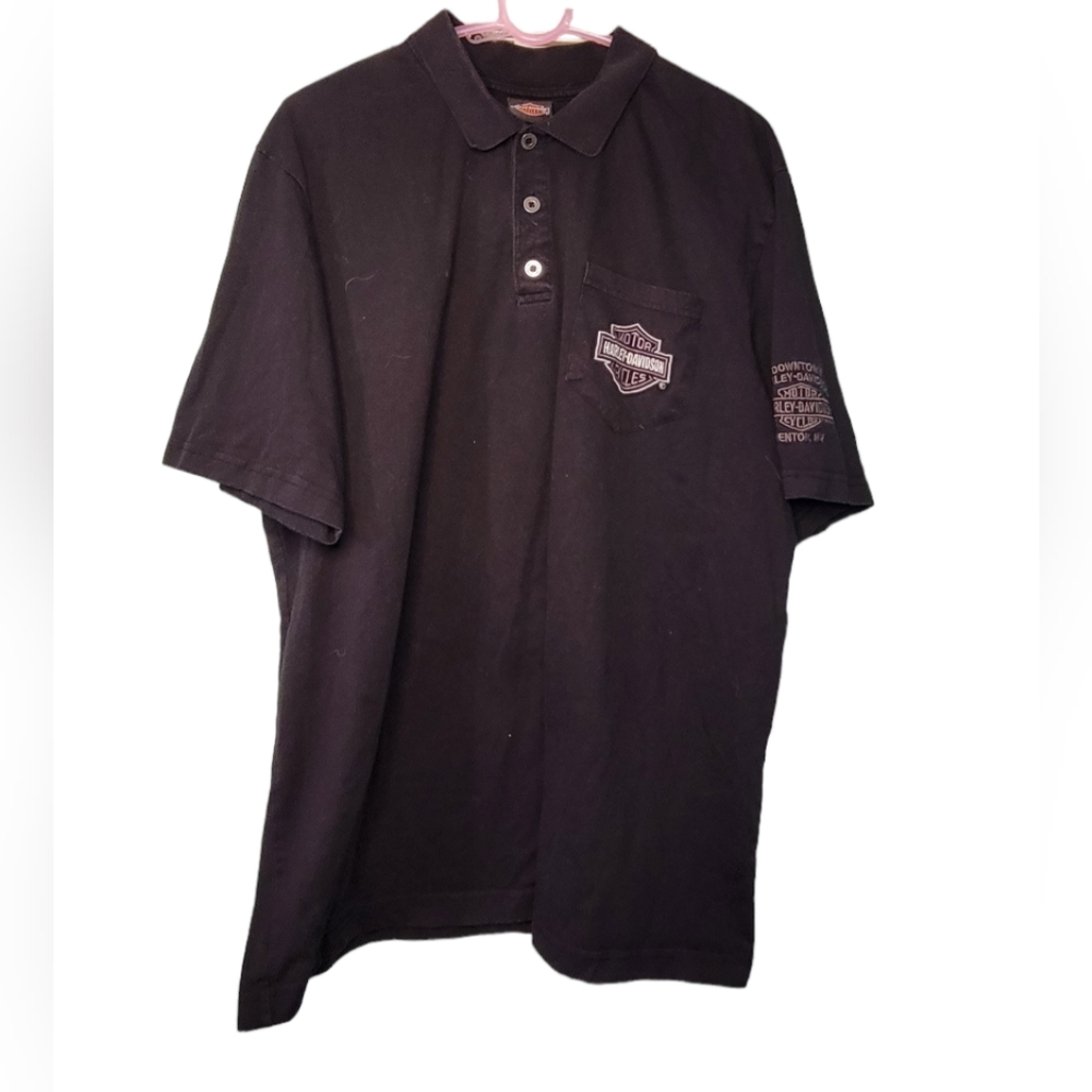 Harley Davidson | Polo with embroidered logo pocket & sleeve BLACK SIZE XL